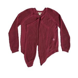 Lucky Brand Womens Large Cardigan Open Knit Red Bohemian Boho Chic Whimisgoth
